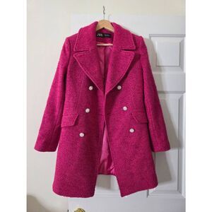 Zara jewel button textured coat blazer S
